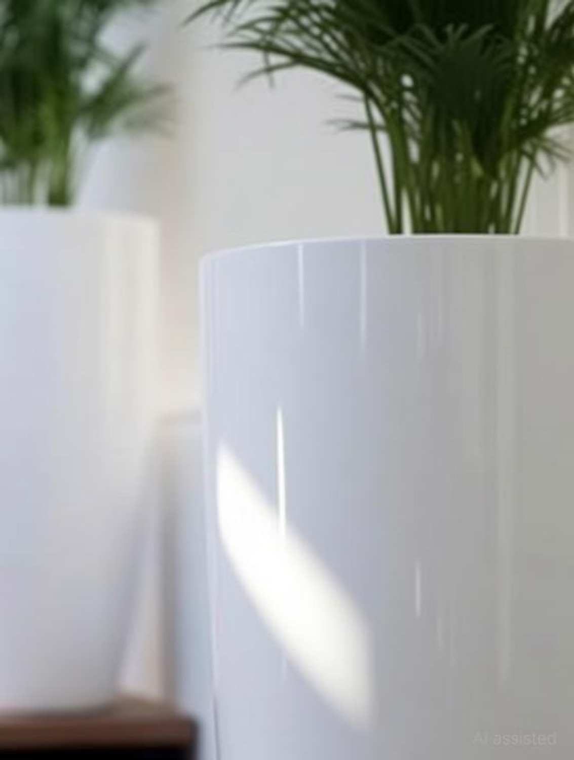 Image of PlantiQue Tower 14 inch Flower Pots for Home Office Garden Balcony Planter Indoor| White Plant Container Set