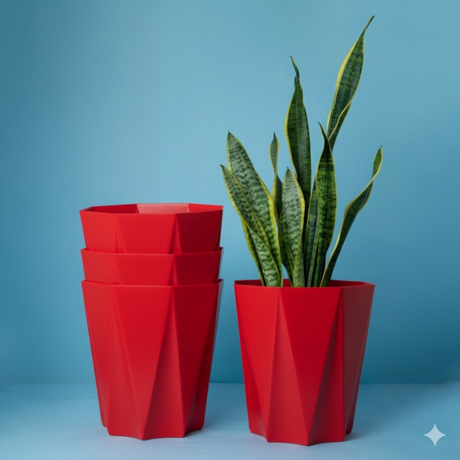 Image of UBBISKART 10 Inch dyna pot (RED,4PCS) Flower Pot for Home, Indoor & Outdoor Gamla Plant Container Set
