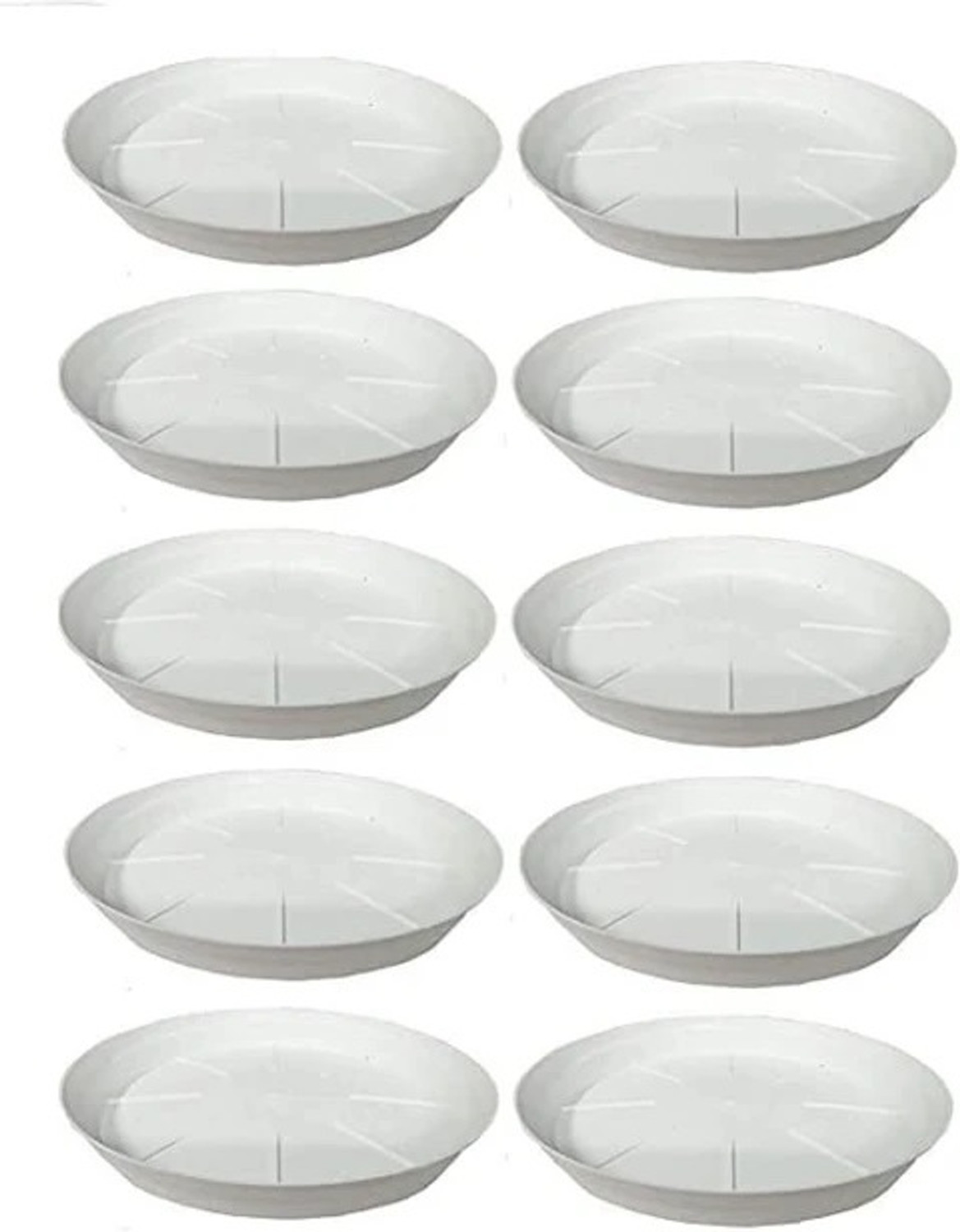 Image of Varshney Gardening Flower Pot 10 Inch White Color Plate for Plant Pot (tray /saucer) Pack of 10 Plant Container Set
