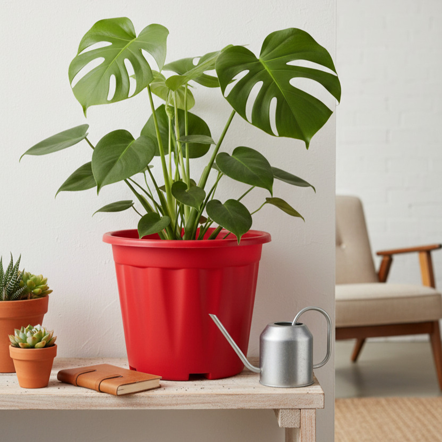 Image of YK PLASTICS Green Lagaci PLASTICS 8 inch height -Chili Red-5 Plant Container Set