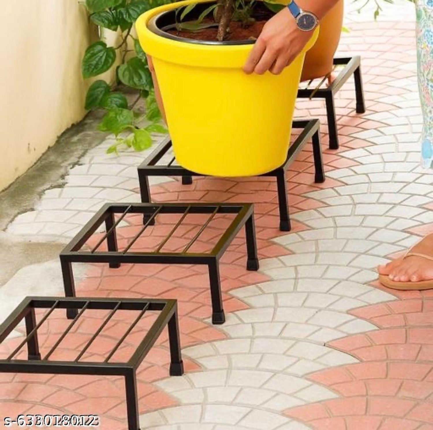 Image of craftydecor's Special Made Flower Pot Gamala Stand For Home Balcony Garden Office Plant Container Set