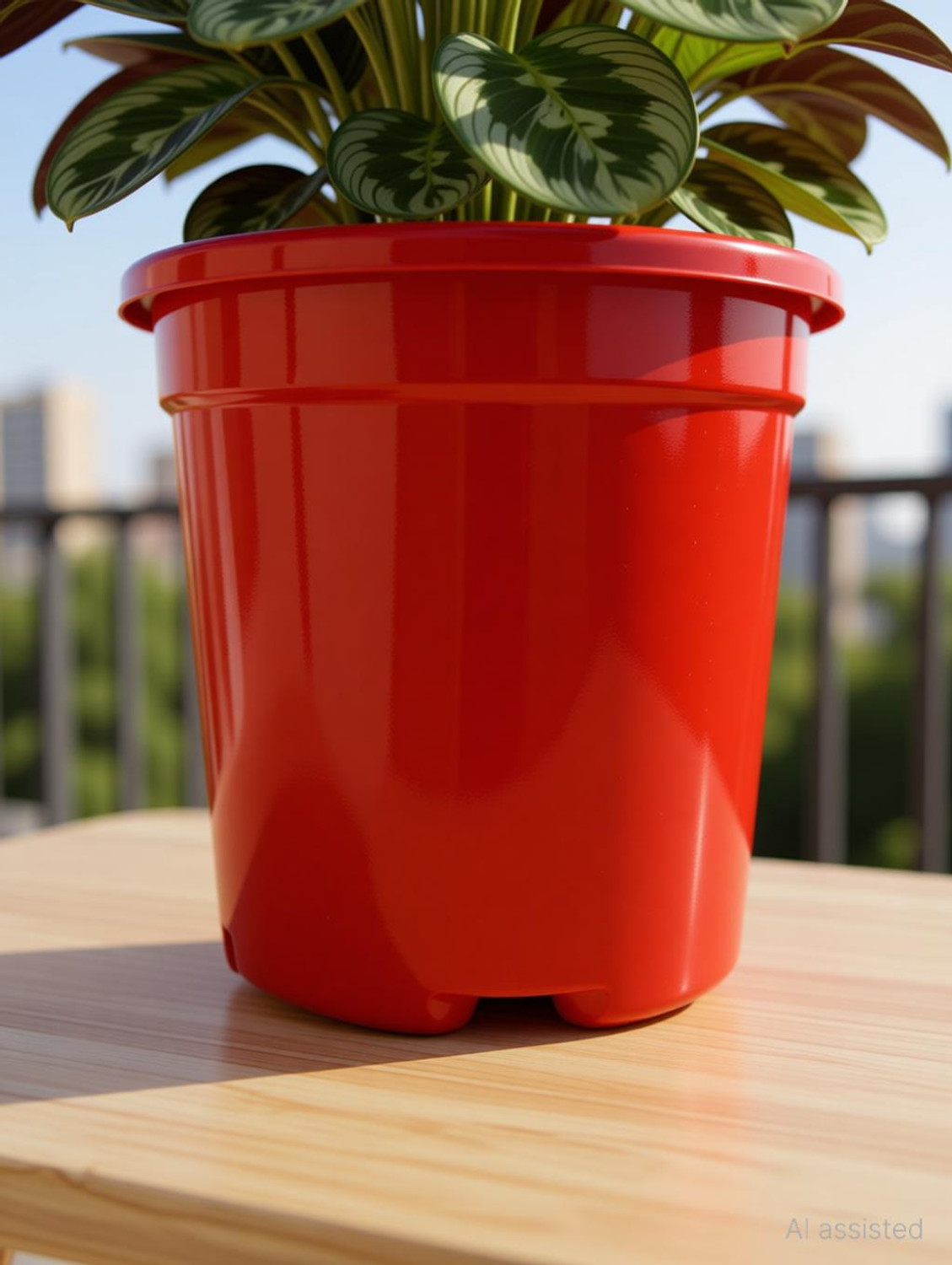 Image of YK PLASTICS Green Lagaci PLASTICS 8 inch height -Chili Red-5 Plant Container Set
