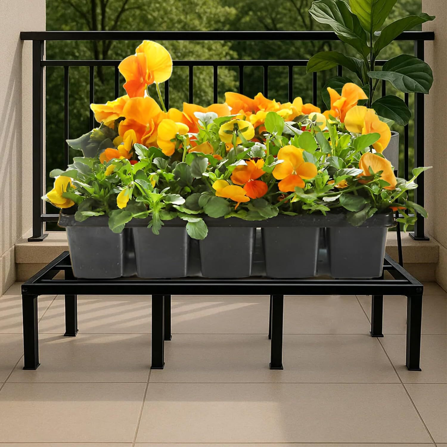 Image of GADDA CO Metal Plant Stand for Balcony Garden | Pot Stands for Outdoor & Indoor Plant Container Set