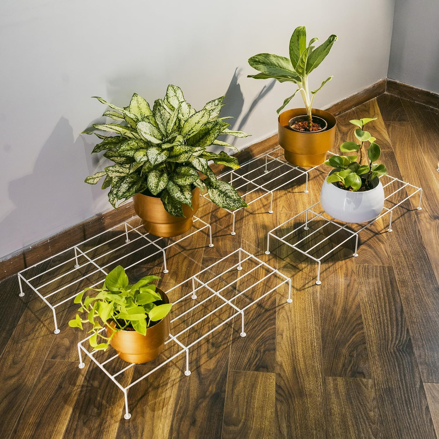 Image of creativecraft Iron Indoor /Outdoor Flower Pot /Plant Stand for Home Garden Balcony Living Room Plant Container Set
