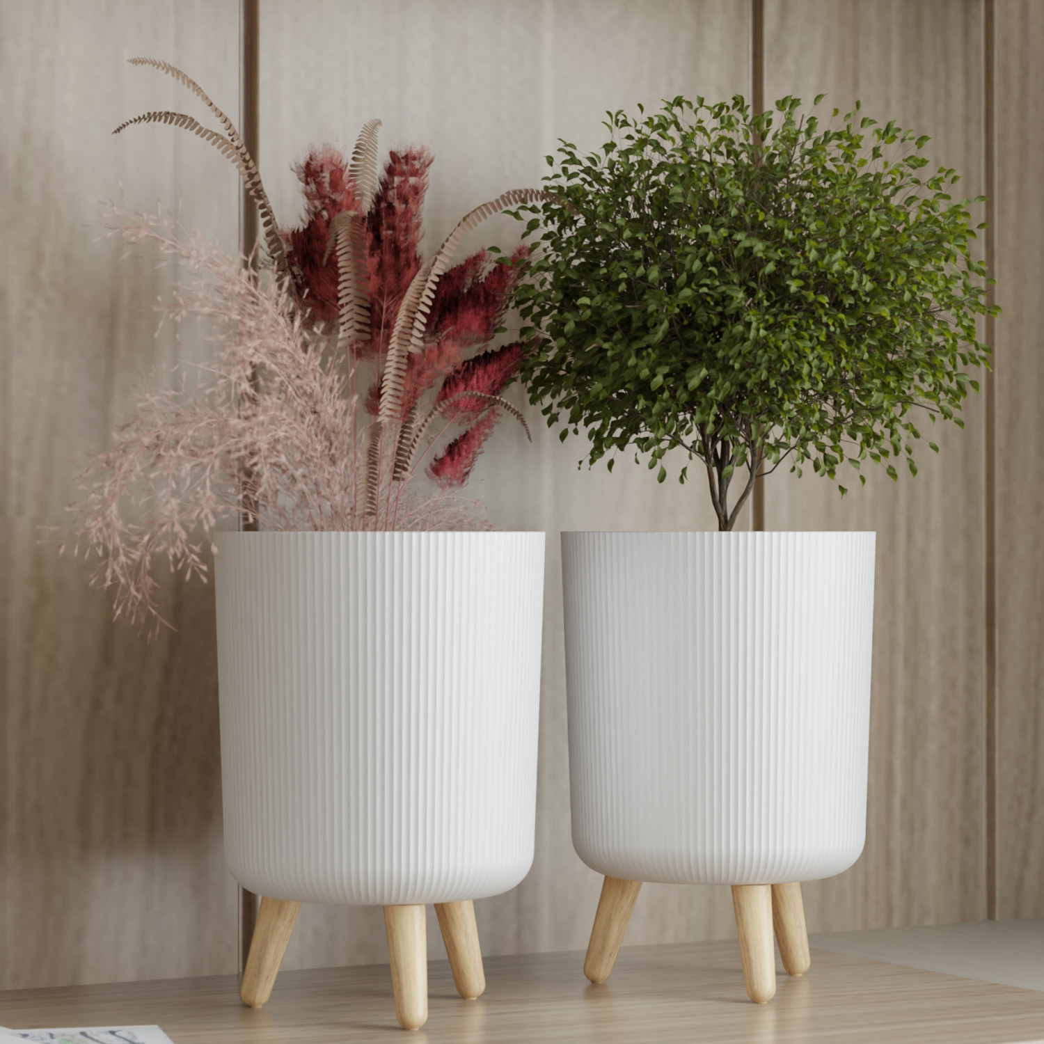 Image of FORWAY 10 inches Shiny Planters for Living Room, Flower Pots for Home Decoration Plant Container Set