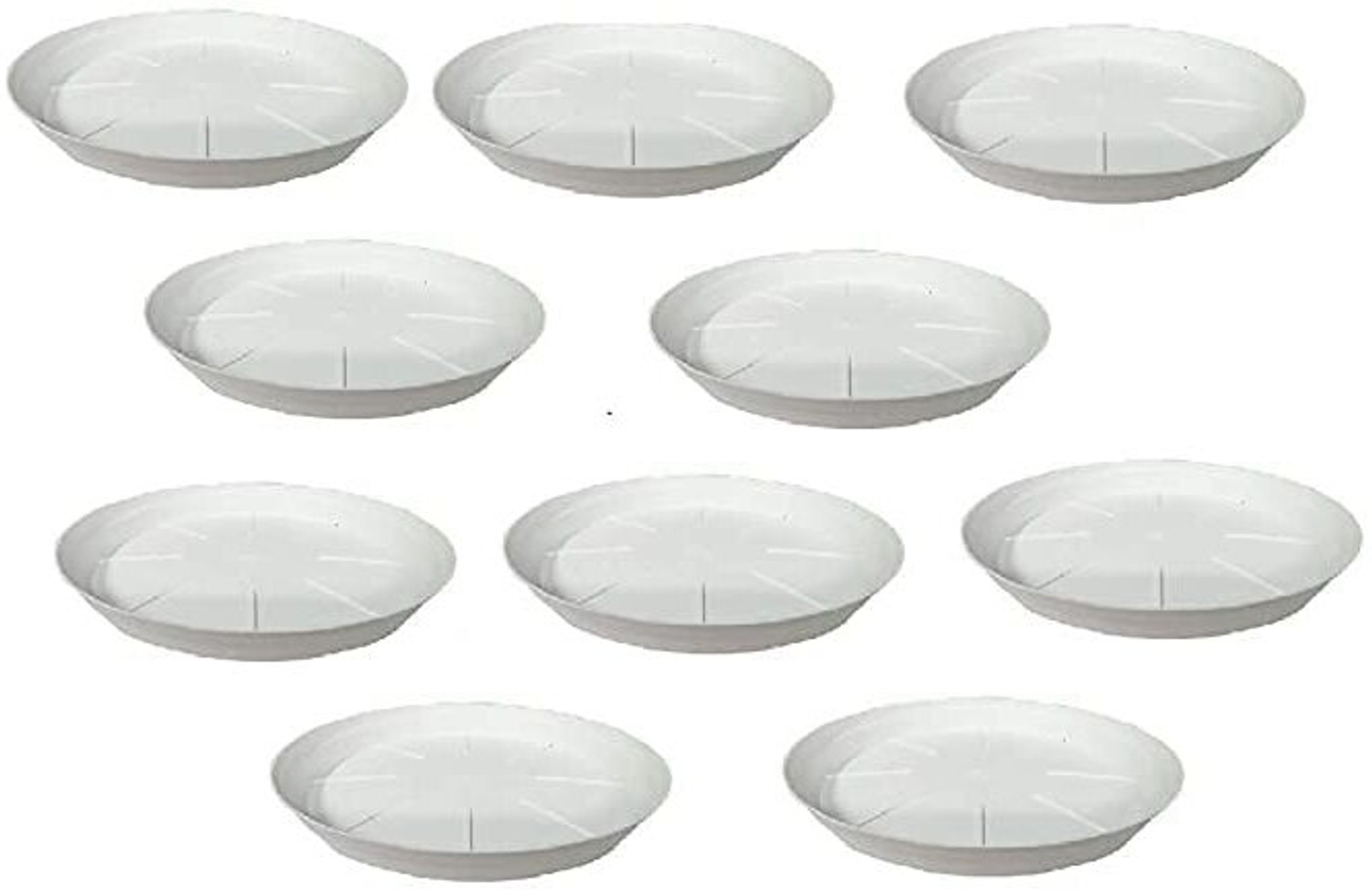 Image of Varshney Gardening Flower Pot 10 Inch White Color Plate for Plant Pot (tray /saucer) Pack of 10 Plant Container Set