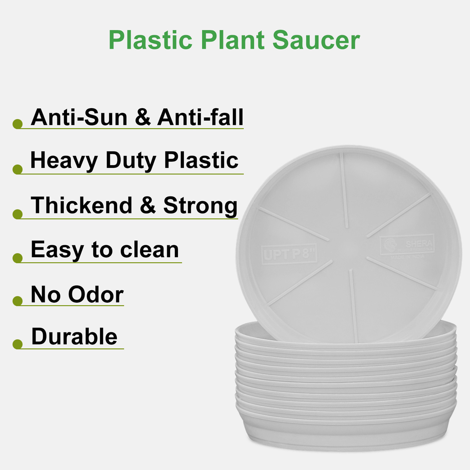 Image of Yuccabe Italia SHERA 9.5 Inch UP Round Planter Plate Saucer |Tray for Pots Indoor & Outdoor Use Plant Container Set