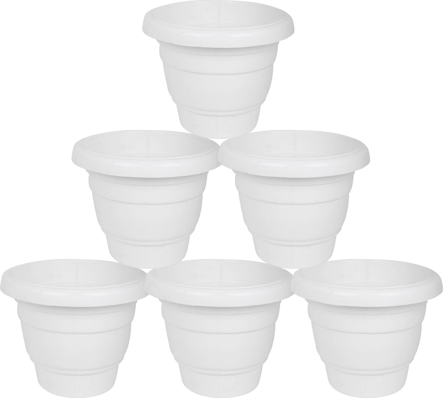 AMFENI SET 6 Plastic Pot For Flower With Drainage Hole Plant Container Set