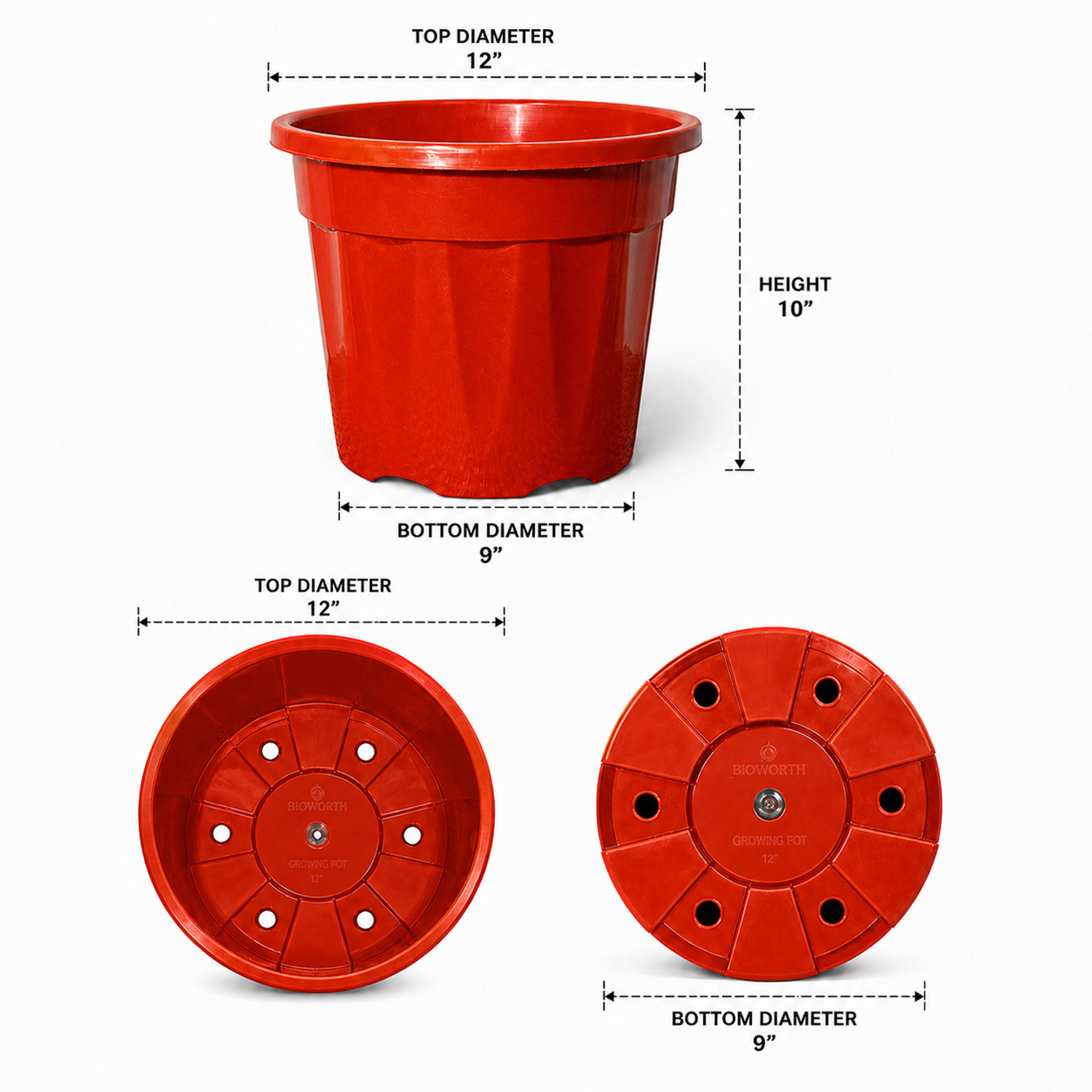 Image of Bioworth Growing pot | 12 inch | TERRACOTTA colour | Indoor and Outdoor use Plant Container Set