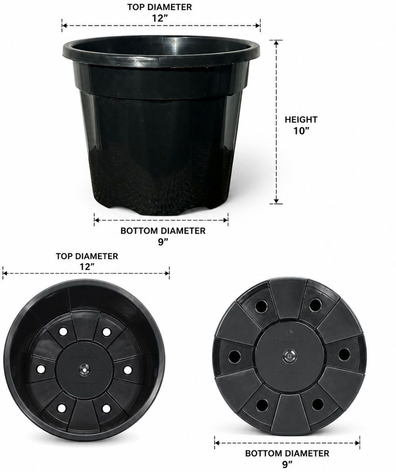 Image of Bioworth Growing pot | 12 inch | Black colour | Indoor and Outdoor use Plant Container Set