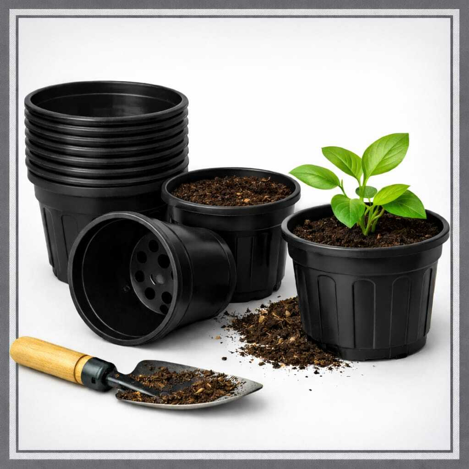 Image of simhraj NURSURY POT, 6 INCH FLOWER POT PLASTIC POT , Plant Container Set