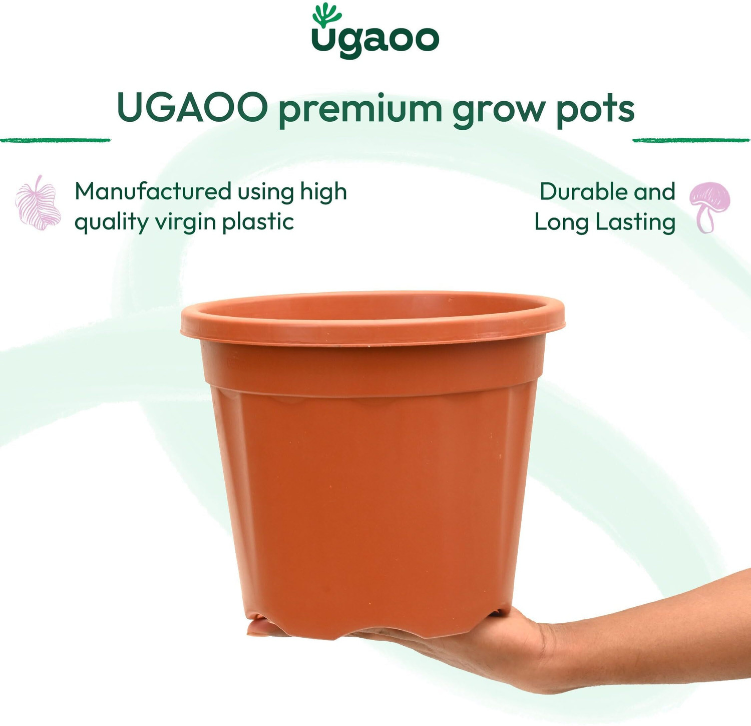 Image of UGAOO UV Treated Gardening Pots for Indoor & Outdoor Plants- 8 inch Set of 12 Plant Container Set