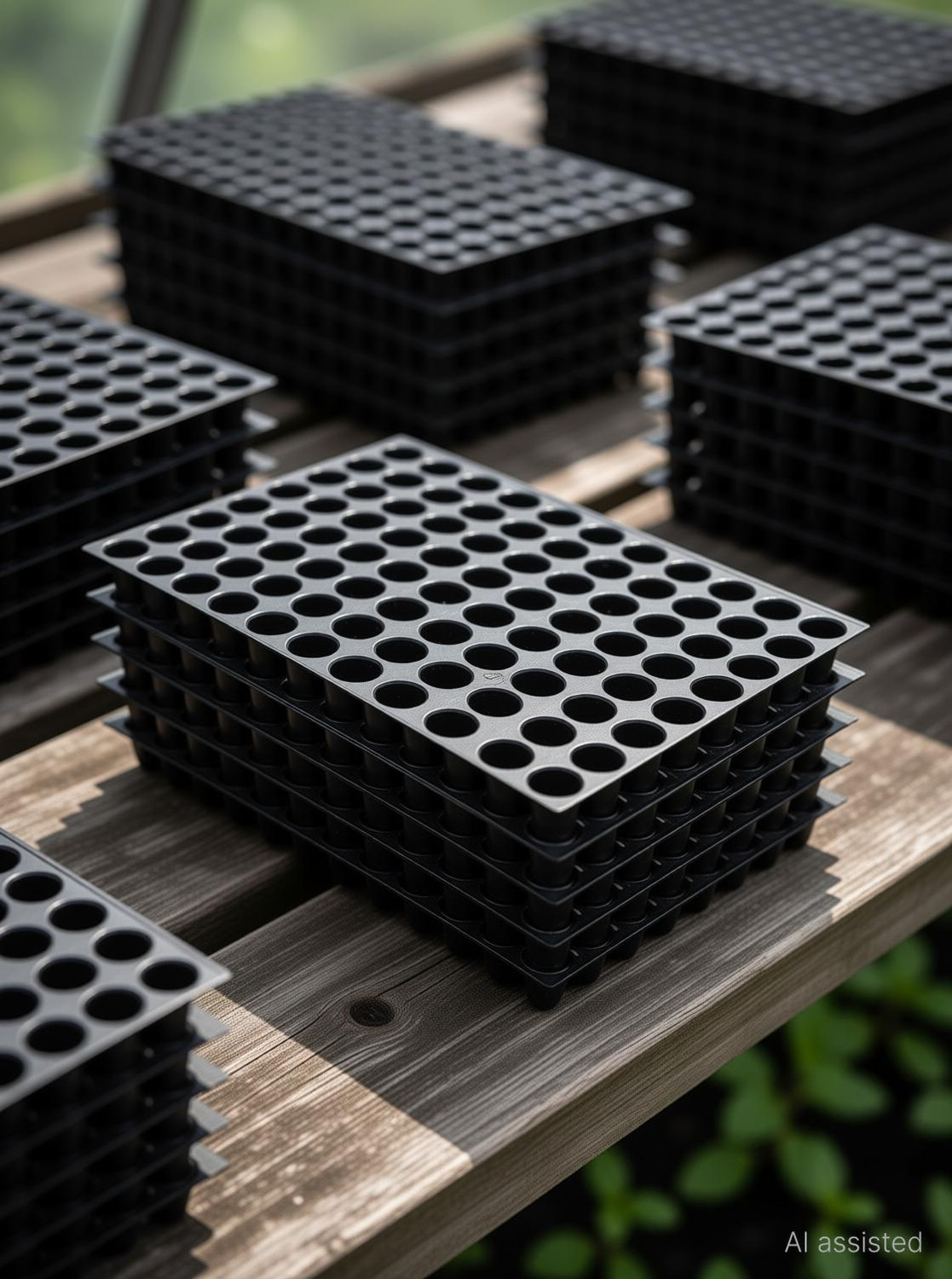 Image of HALSEY 98 holes Cavities Tray,Nursery Trays for Plants,Germination Trays for Seedling Plant Container Set