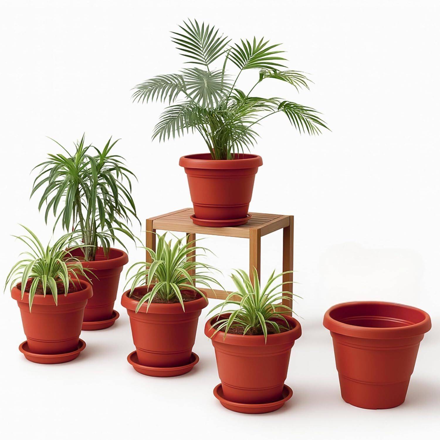 BGE 8 inch pots for plant set of 6 with bottom trays Plant Container Set