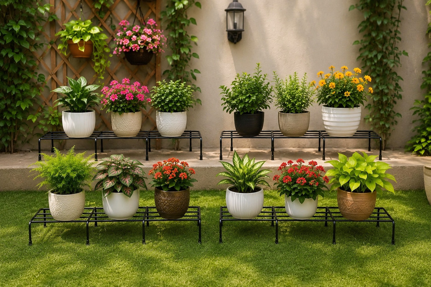 Image of JNCRAFTS SET OF 6 PLANTER STAND Plant Container Set