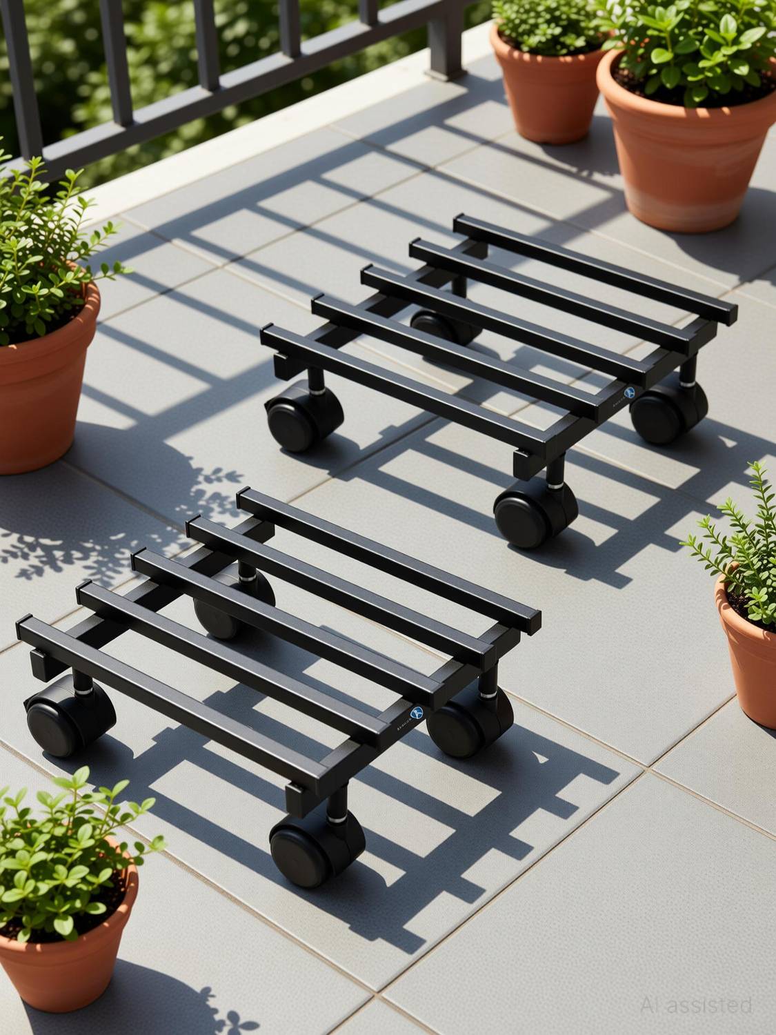 Alaxi Plant Stand with Wheels for Plant Pots(Indoor and Outdoor) Plant Container Set
