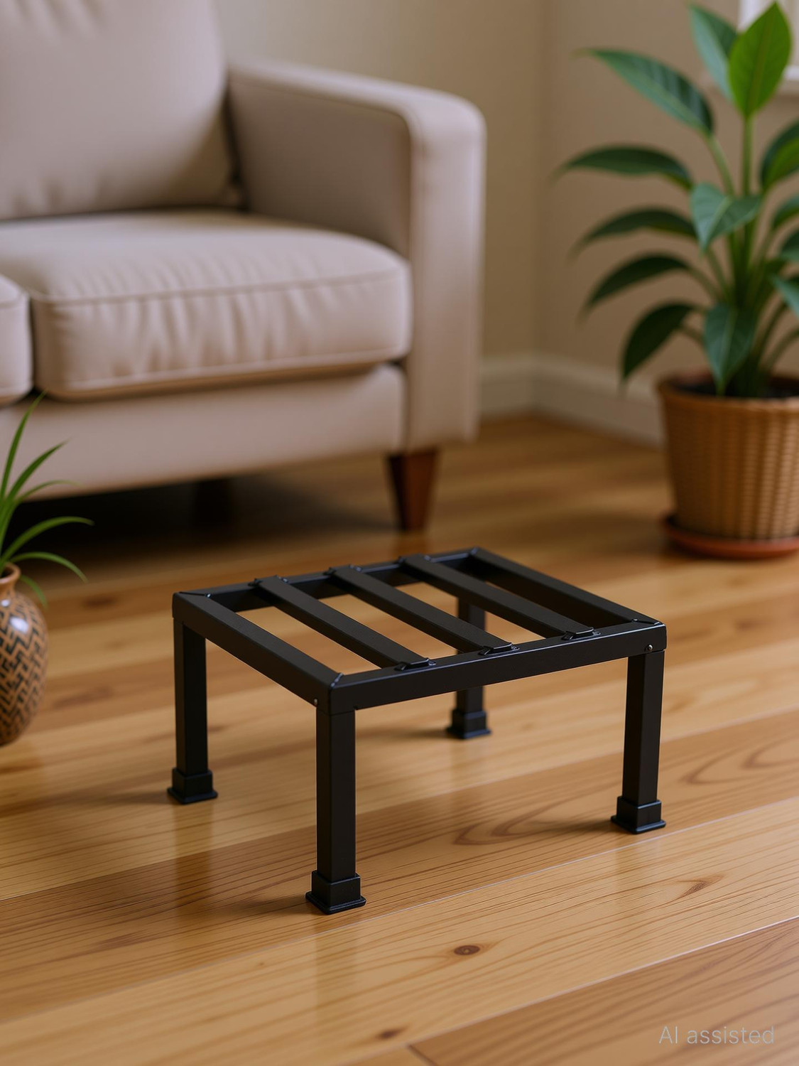Green Gardenia Square Thick and Strong Leg Stand For Home,Garden, Balcony,Living Room | Black Plant Container Set