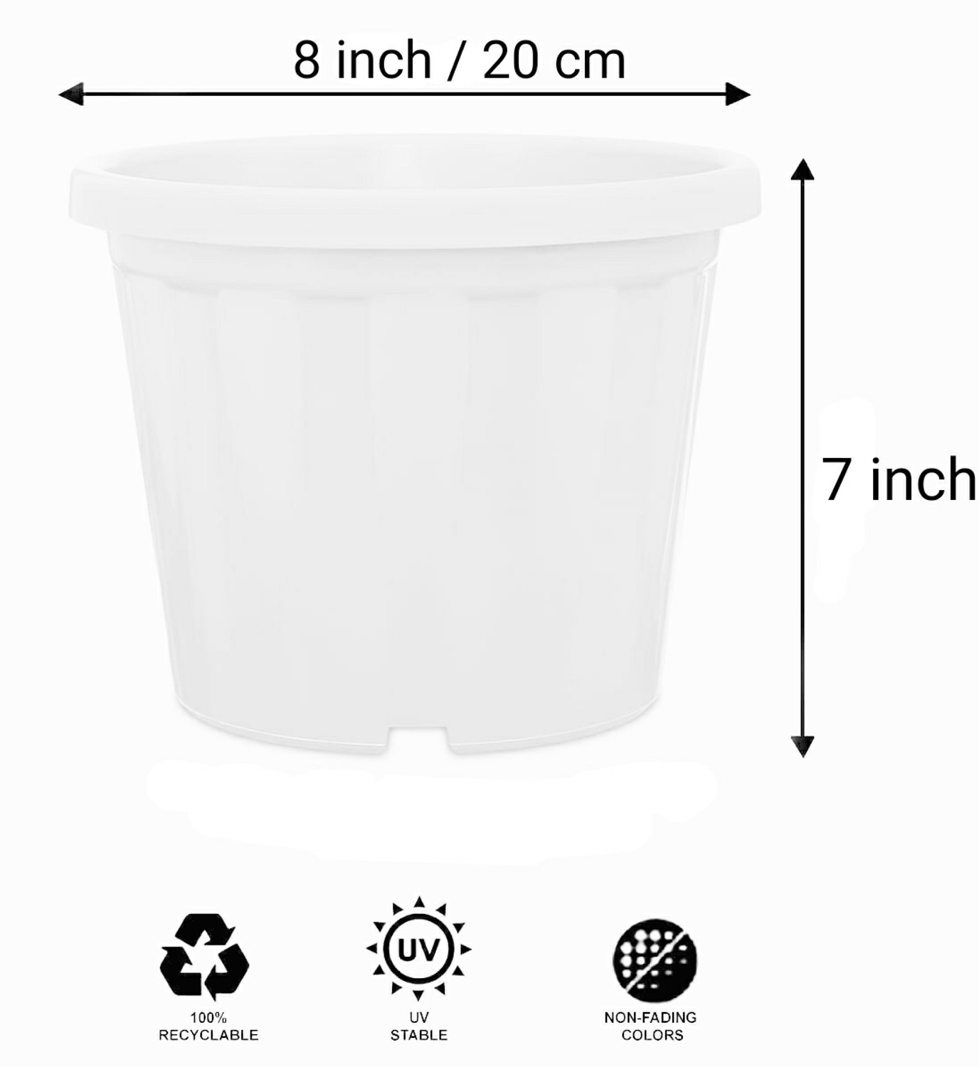 Image of SNSHOPEE 5 Pcs White 8 inch Dia. flower pots Planter for home office balcony gardening Plant Container Set