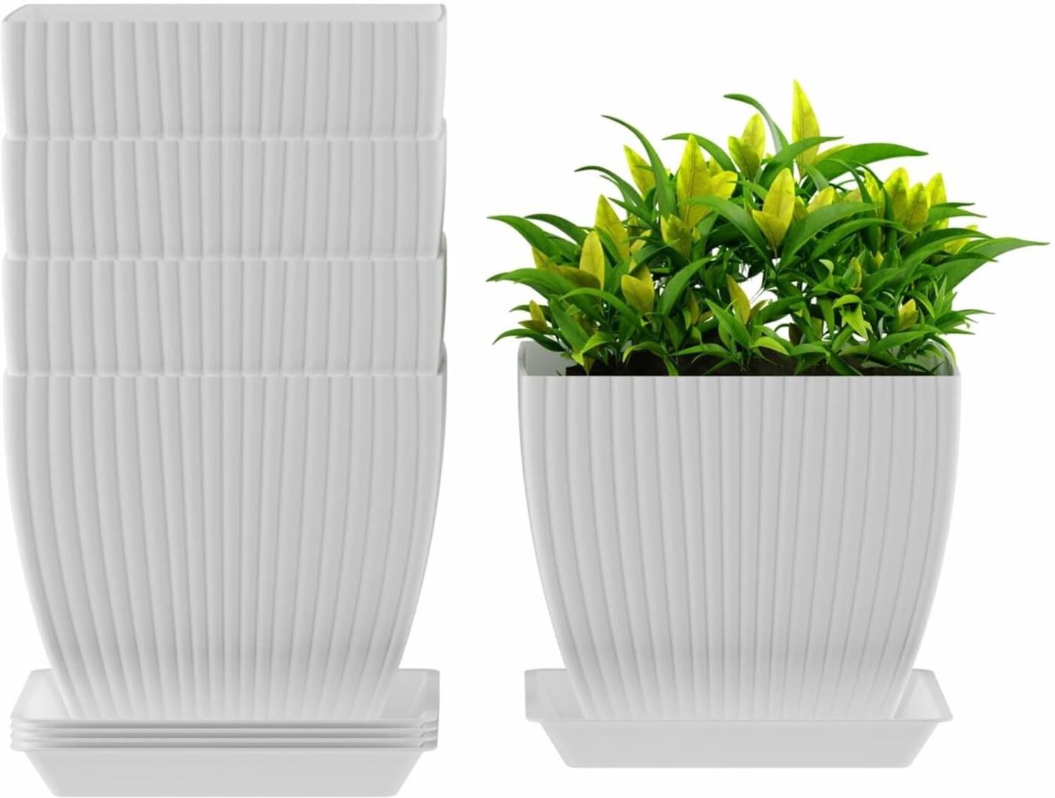 Flipkart SmartBuy Set Of 5 Square Flower Pots Outdoor Indoor, Pla