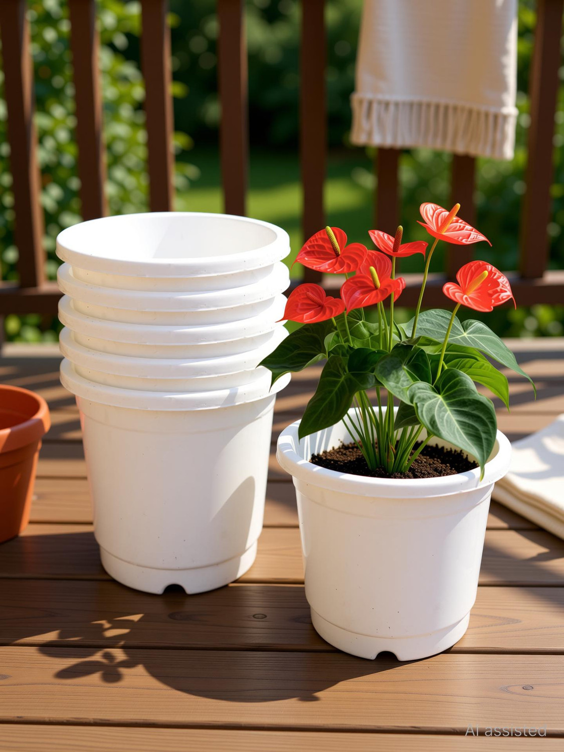 Image of YK PLASTICS 10inch-NP-white-setof6 Plant Container Set