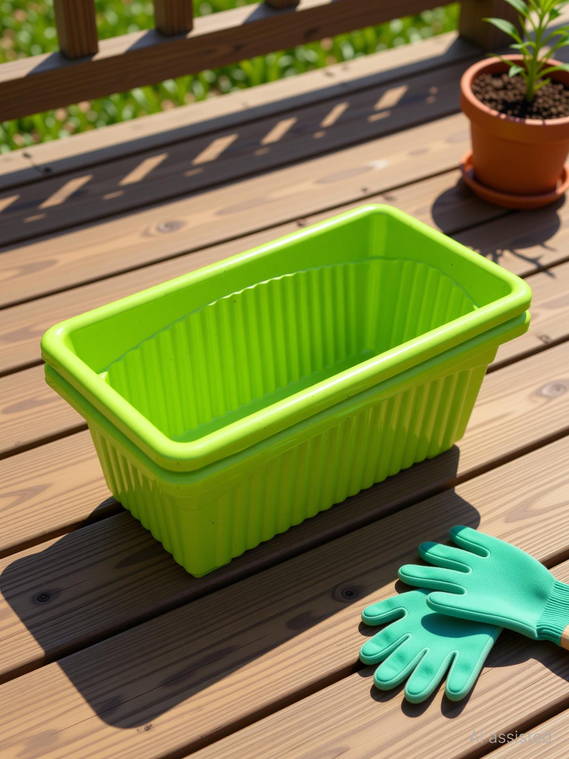 Image of RAWAT ENTERPRISES Premium Look 14 inch Rectangular Pots Home & Balcony Garden Pot Plant Container Set