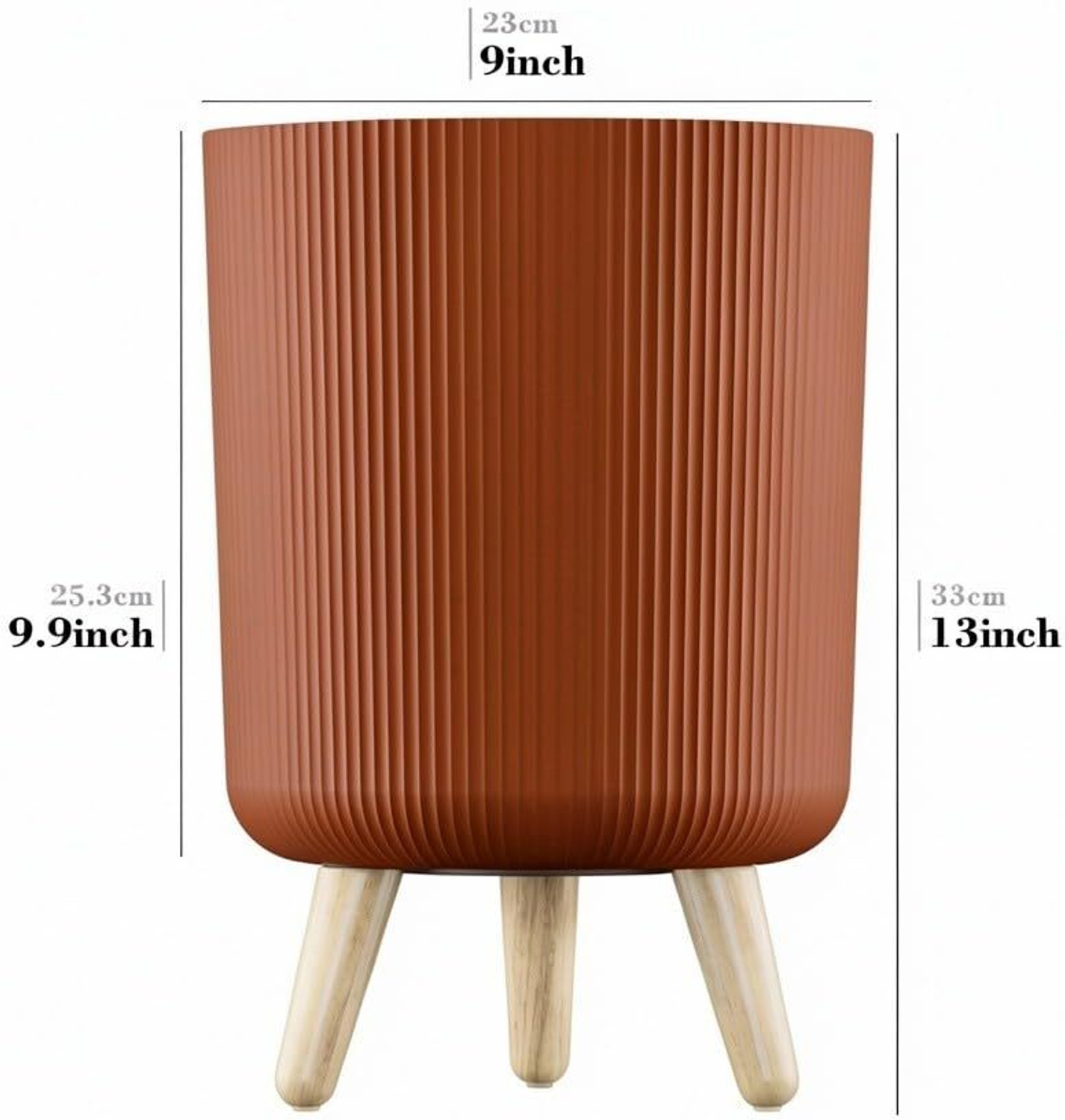 Image of FORWAY Flower Pot Indoor Outdoor Planter for Home Garden Balcony | Wood Plant Container Set (Pack of 2, Plastic)