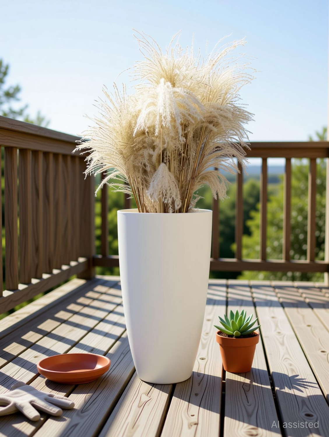 Image of PlantiQue Plastic White Tower Pot 14 inch Plant Container Set