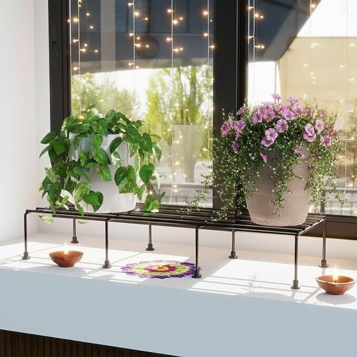 Image of METALVERSE Iron Indoor /Outdoor Flower Pot /Plant Stand for Home Garden Balcony Living Room Plant Container Set