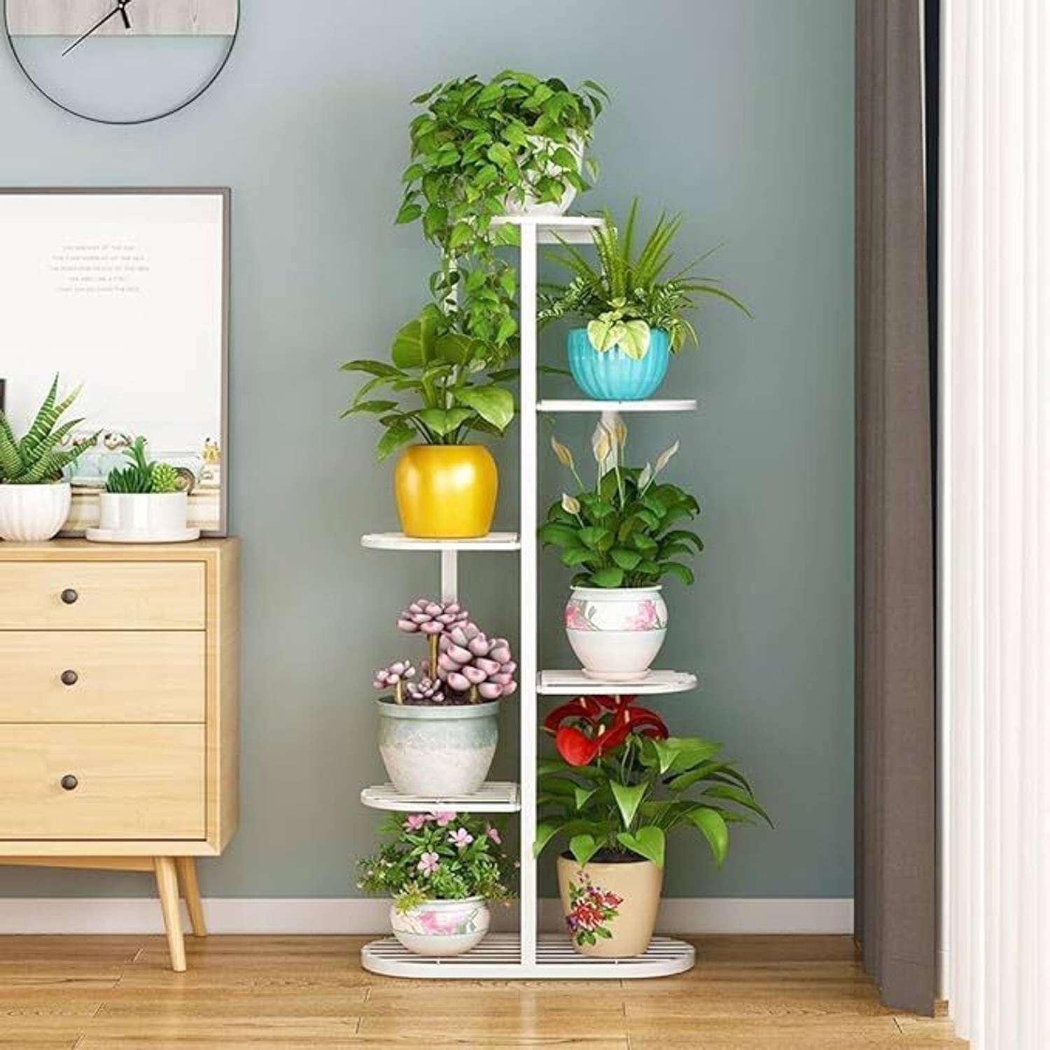 SMART 6 Tier 7 Potted Metal Pot Stand White - Image 1