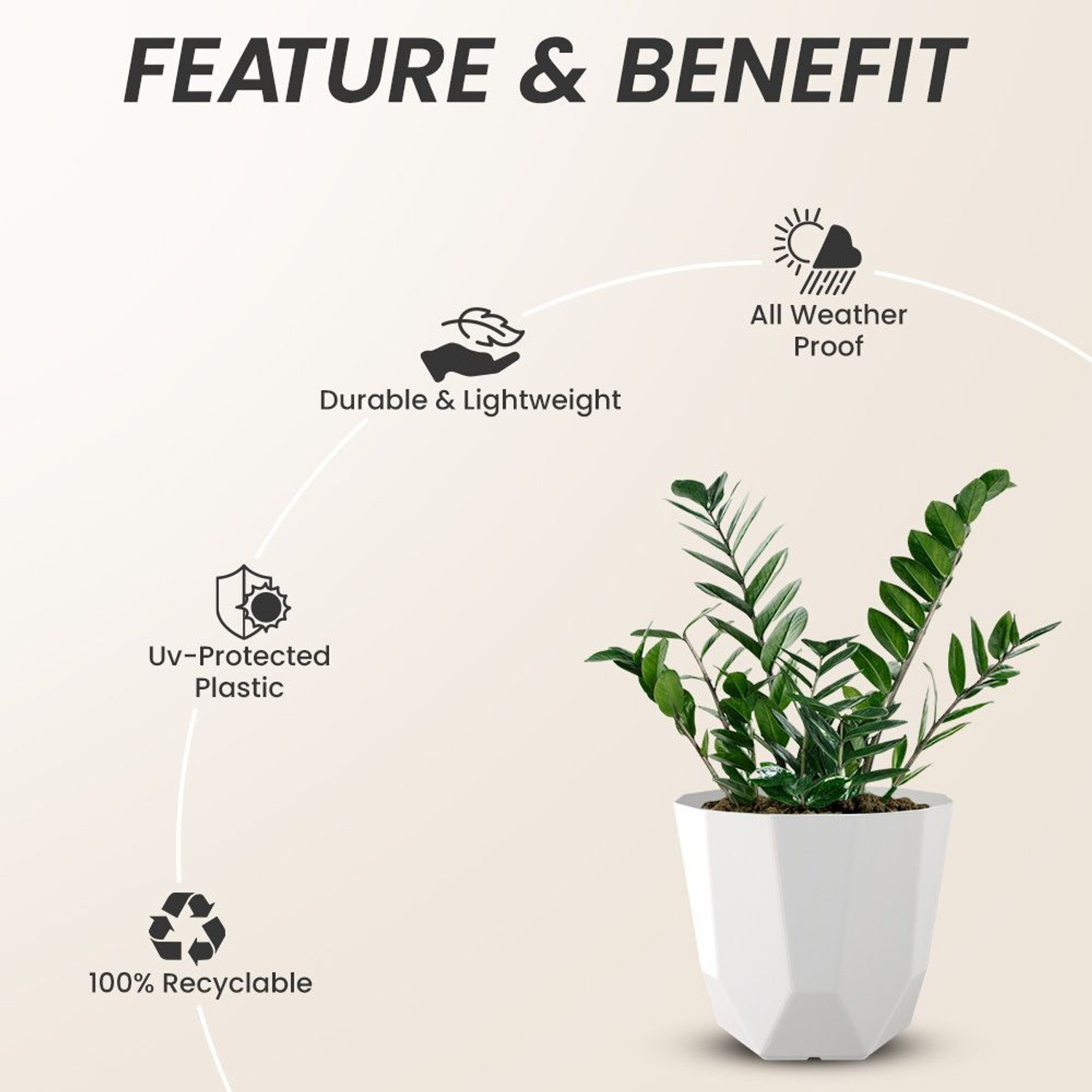 Image of Yuccabe Italia SHERA Hexa 8 Inch Flower Pot Set | Indoor & Outdoor Home Decor Plant Container Plant Container Set (Pack of 12, Plastic)
