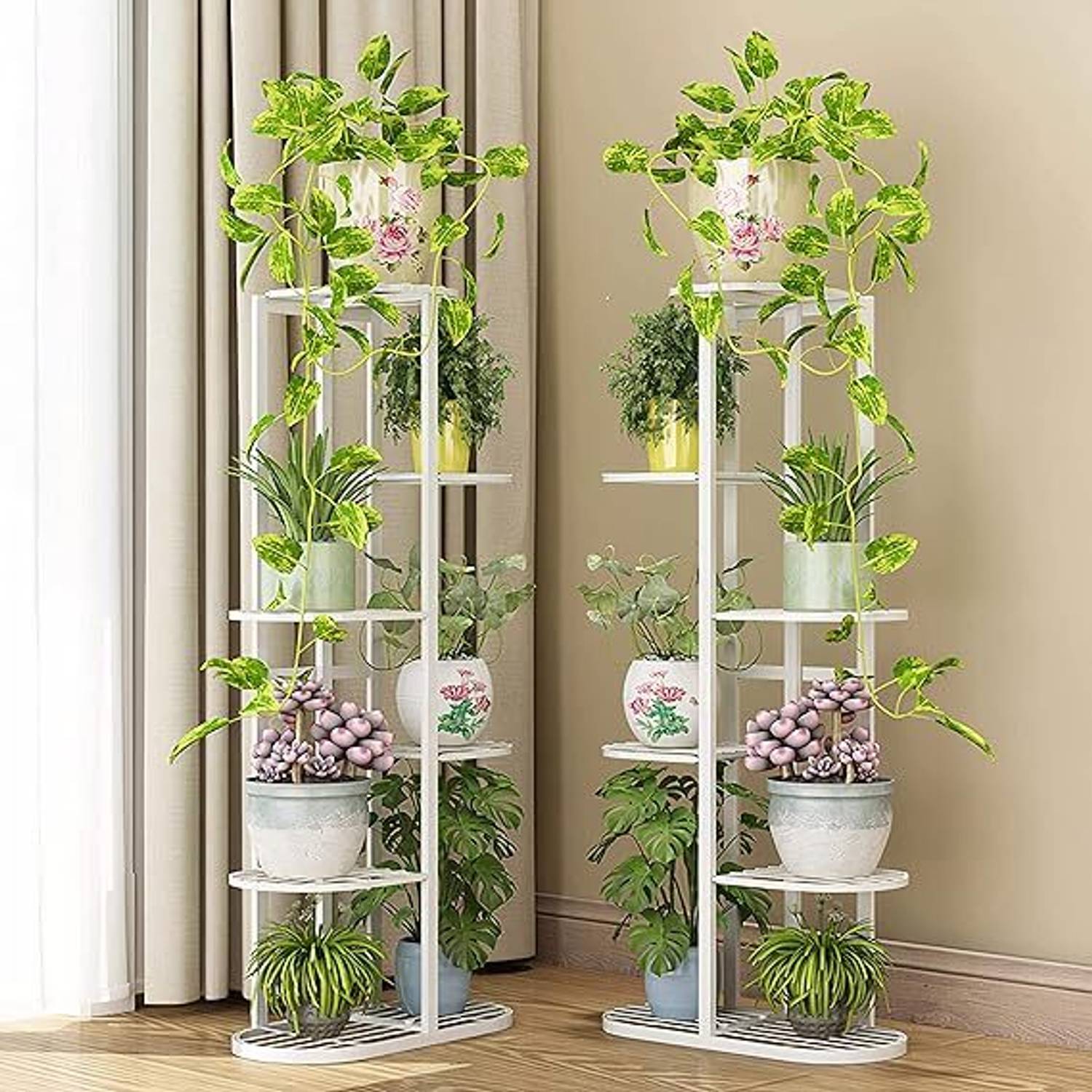 SMART 6 Tier 7 Potted Metal Pot Stand White - Image 3