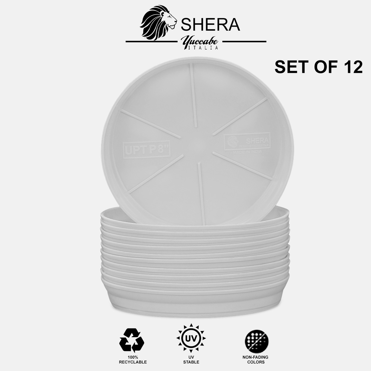 Image of Yuccabe Italia SHERA 9.5 Inch UP Round Planter Plate Saucer |Tray for Pots Indoor & Outdoor Use Plant Container Set