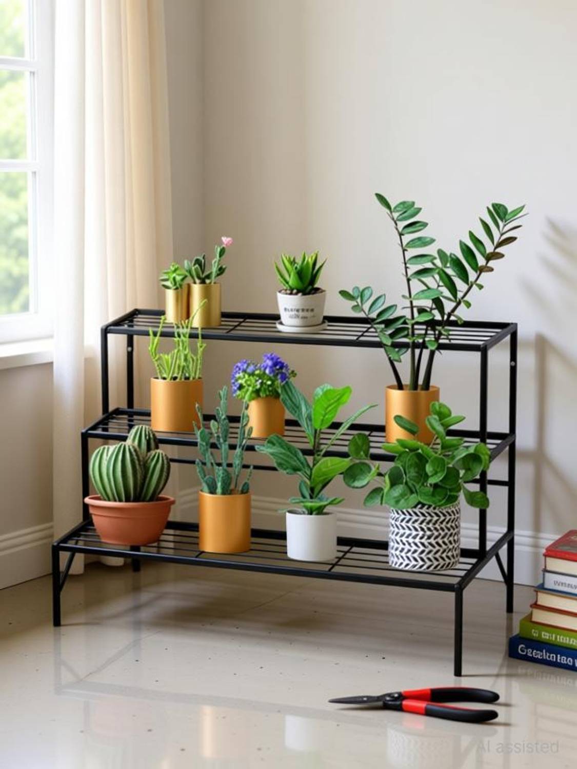 ABC 3 Tier Metal Plant Stand / 3 Step Planter Stand Plant Container Set