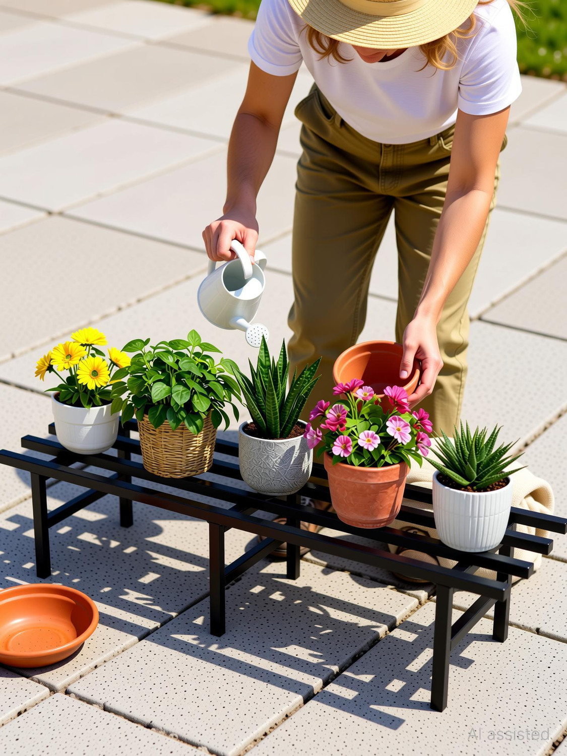 Image of Spotview Horizontal Metal Pot Stand 76x24x18 Cm for Big Size Plants, Outdoor and Indoor Plant Container Set