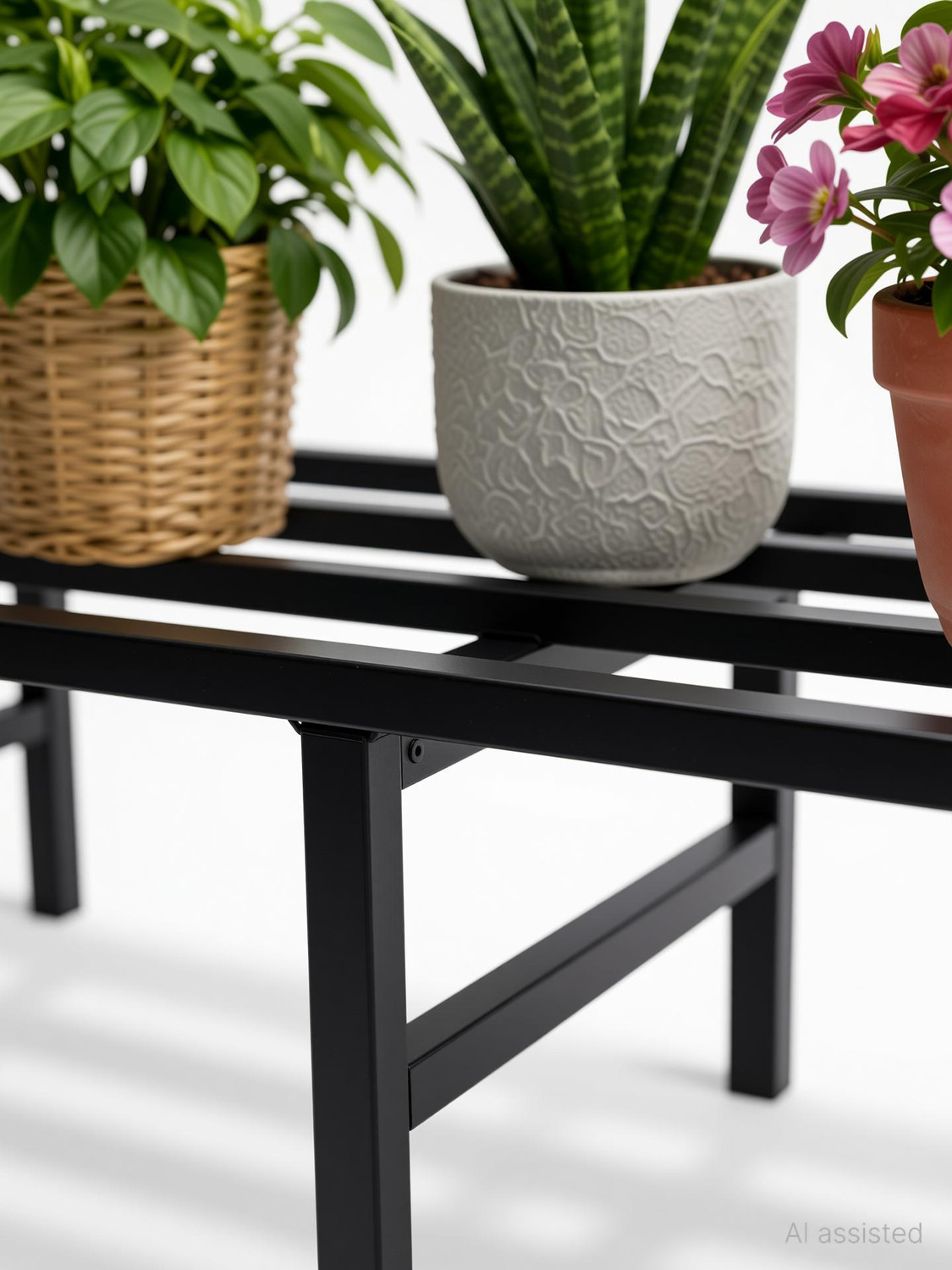 Image of Spotview Horizontal Metal Pot Stand 76x24x18 Cm for Big Size Plants, Outdoor and Indoor Plant Container Set
