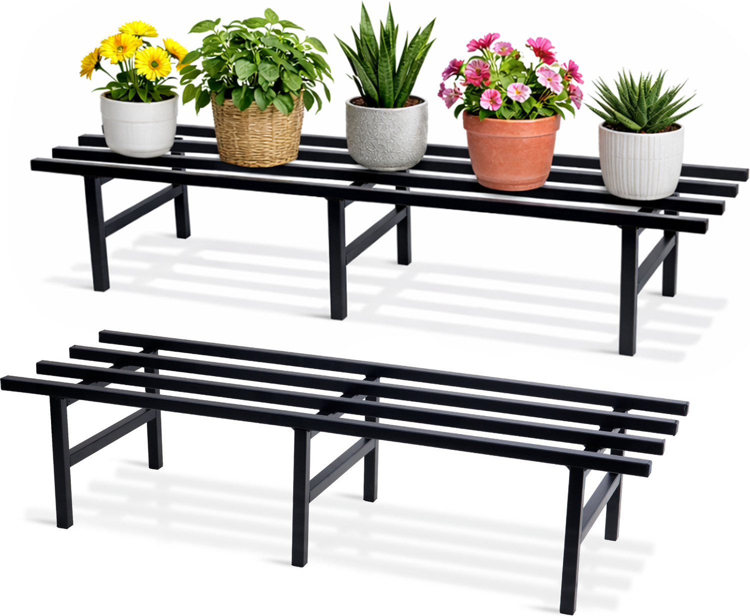 Image of Spotview Horizontal Metal Pot Stand 76x24x18 Cm for Big Size Plants, Outdoor and Indoor Plant Container Set