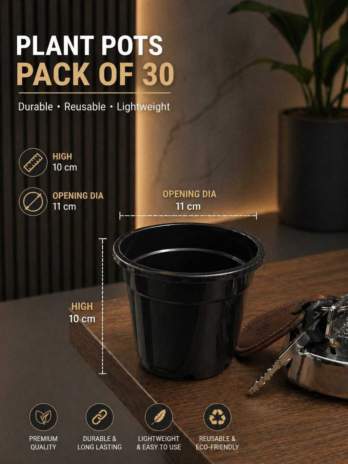 Image of Varshney Gardening 4 inch black plant pot pots for plants nursery pots Plant Container Set