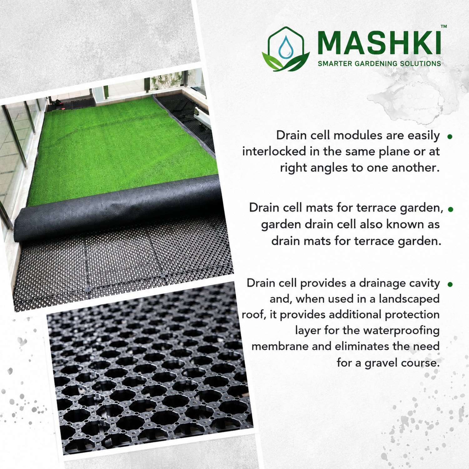 Image of MASHKI Plastic Drain Cell Mat for Grass, Lawn Plant Container Set Plant Container Set