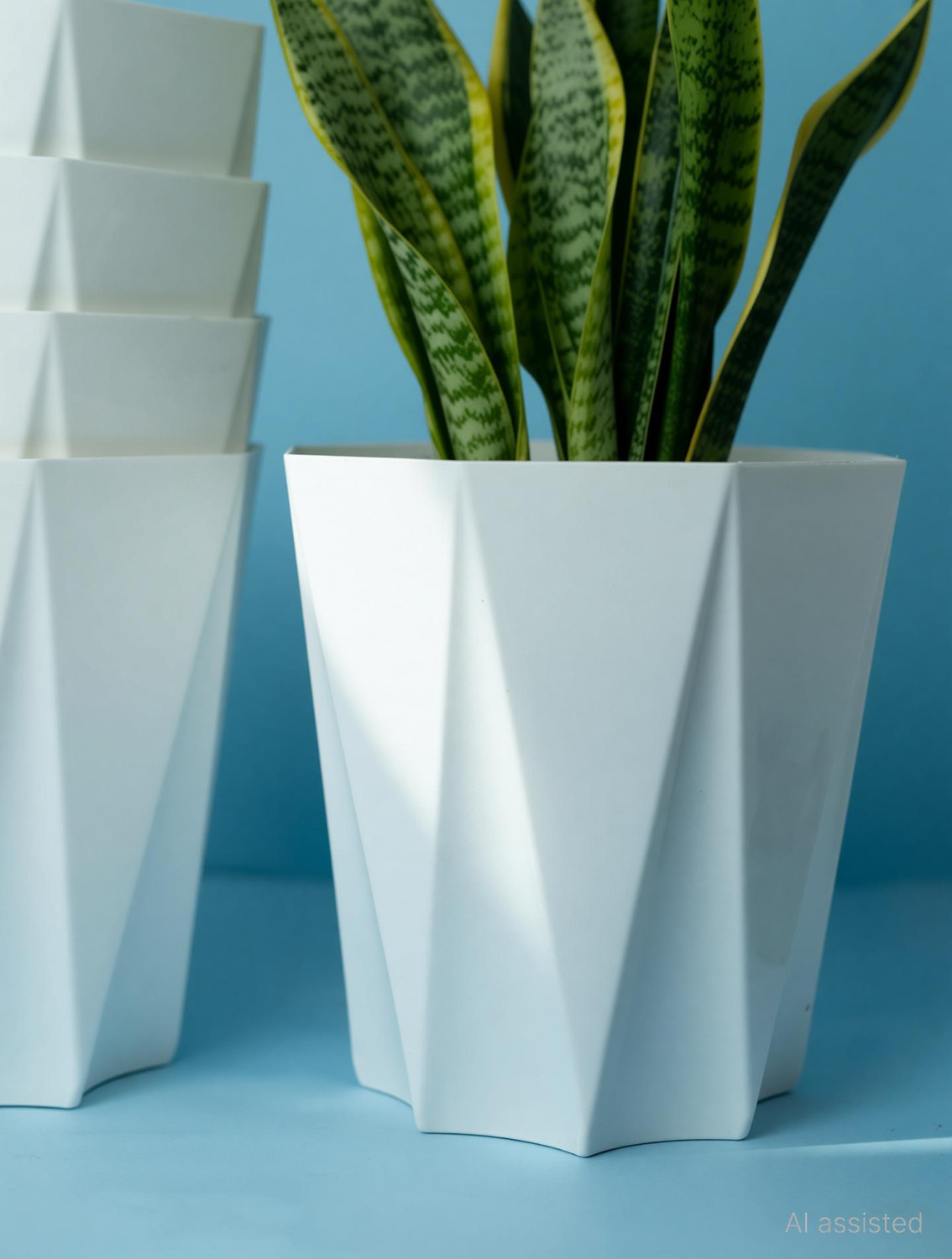 Image of Mrida and Maati 10 Inch pot (WHITE,5 Pcs) Flower Pot for Home, Indoor & Outdoor Gamla, Gardening Plant Container Set