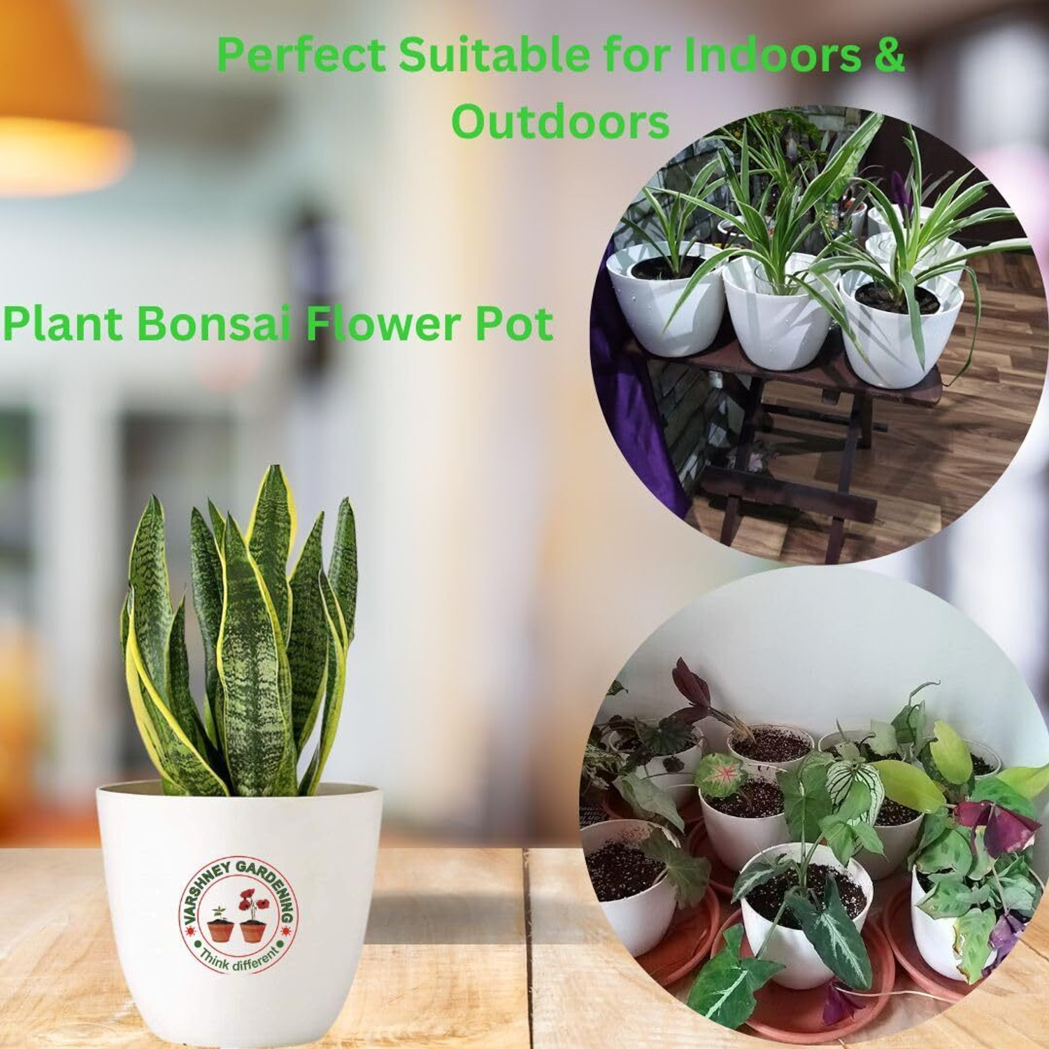 Image of Decorexperts 5 inch round white cool flower plant pots /pots for plants /plastic plant containe Plant Container Set