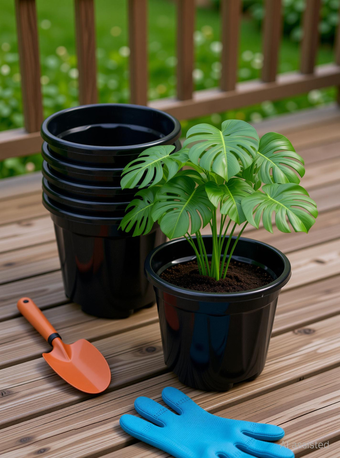 Image of YK PLASTICS 8 inch dia-np-black /6pcs, Nursery seedling pot for gardening Plant Container Set