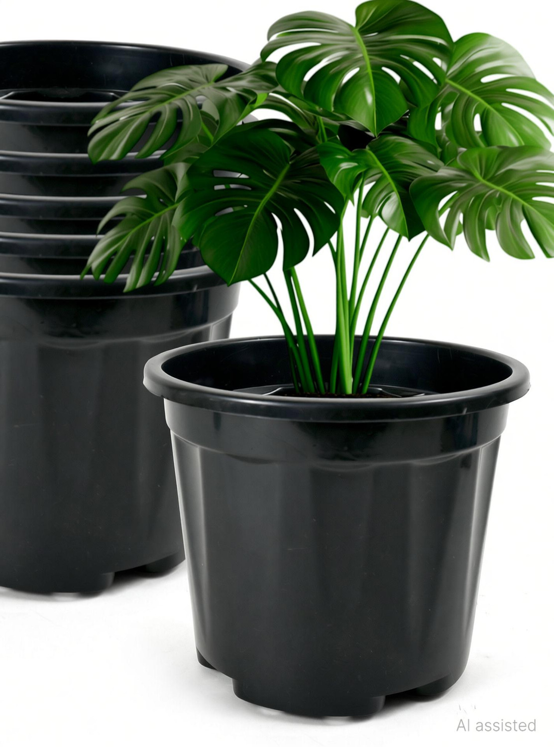 Image of YK PLASTICS 8 inch dia-np-black /6pcs, Nursery seedling pot for gardening Plant Container Set