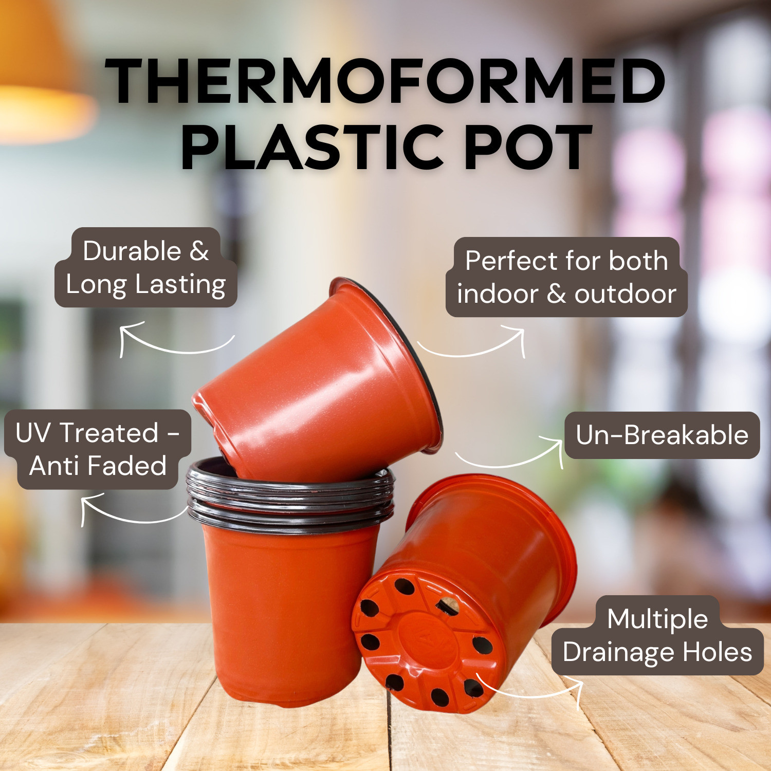 Image of SaplingsWorld Thermoform Garden Pot | 5 inch size Plant Container Set