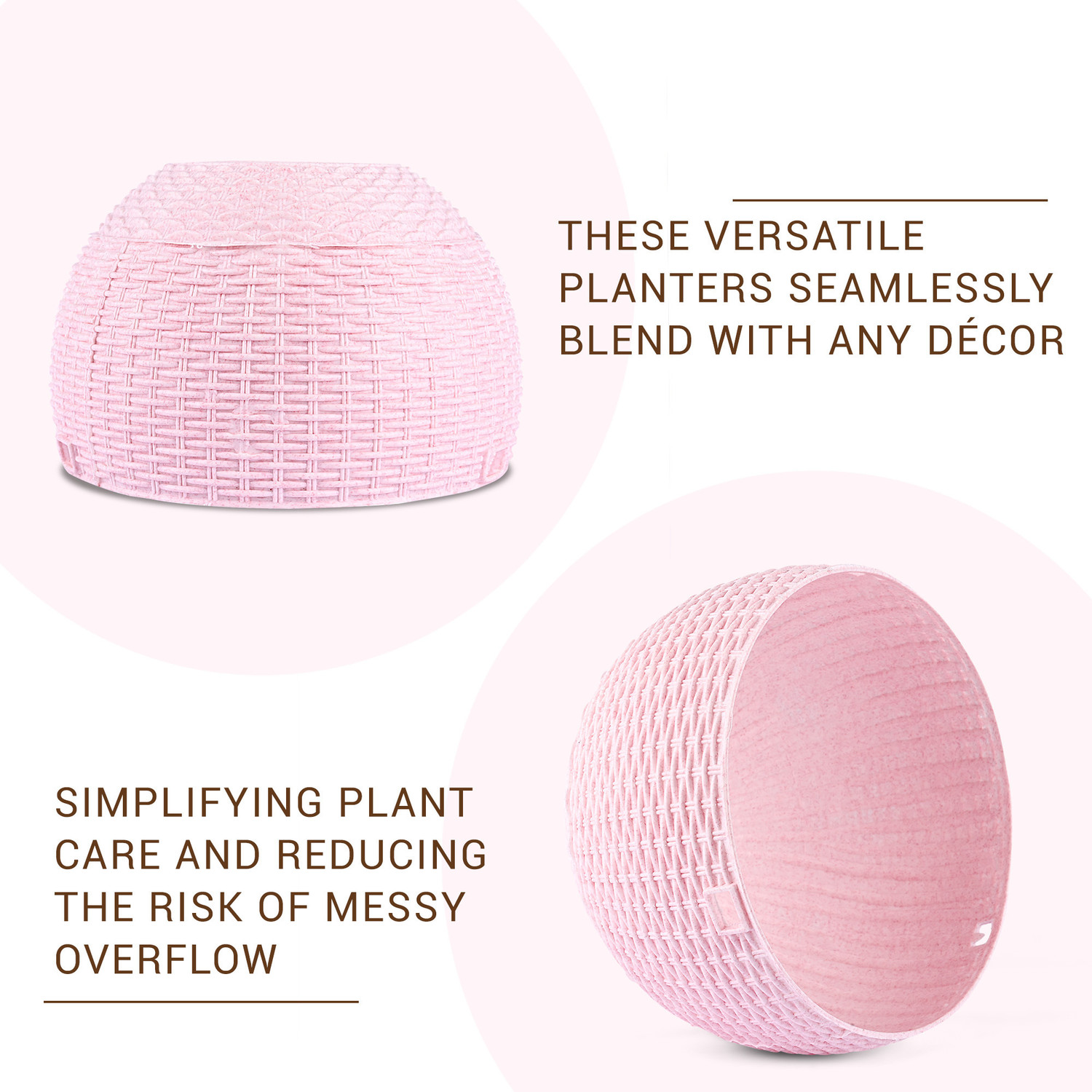 Image of KUBER INDUSTRIES Marble Euro Hanging Flower Pot for Home & Garden|7 Inch|Pack of 4|Pink Plant Container Set