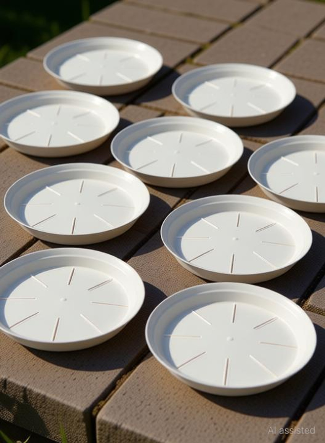 Image of Varshney Gardening Flower Pot 10 Inch White Color Plate for Plant Pot (tray /saucer) Pack of 10 Plant Container Set
