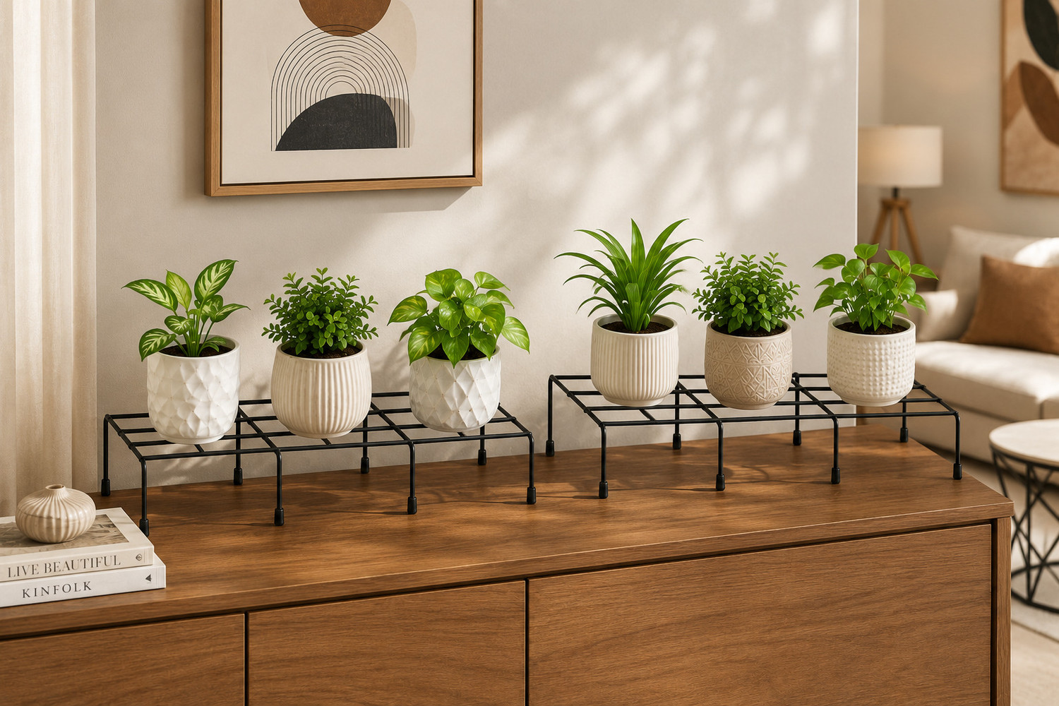 Image of Tarnish Anti Rust Metal Plant Pot Stand for Balcony| Decorative Planter stands Plant Container Set