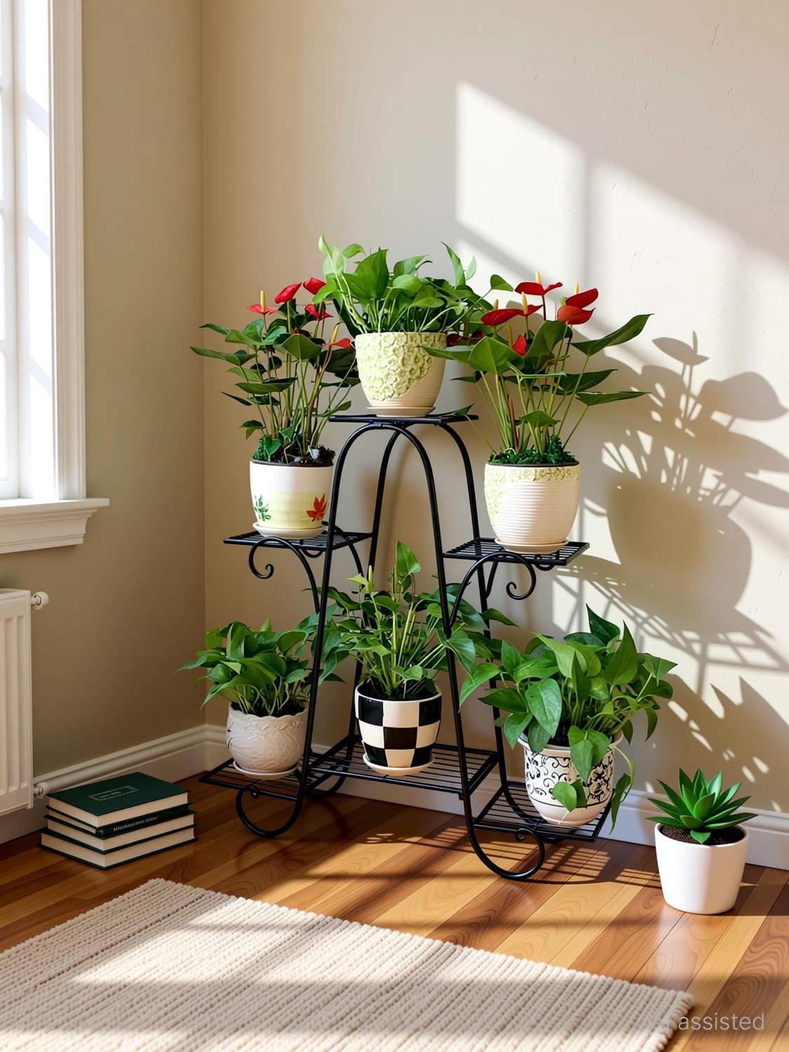 Image of Iron Lands 6 Tier Heavy with Rubberized Base Indoor Outdoor Plant Pot Gamla Stand Plant Container Set