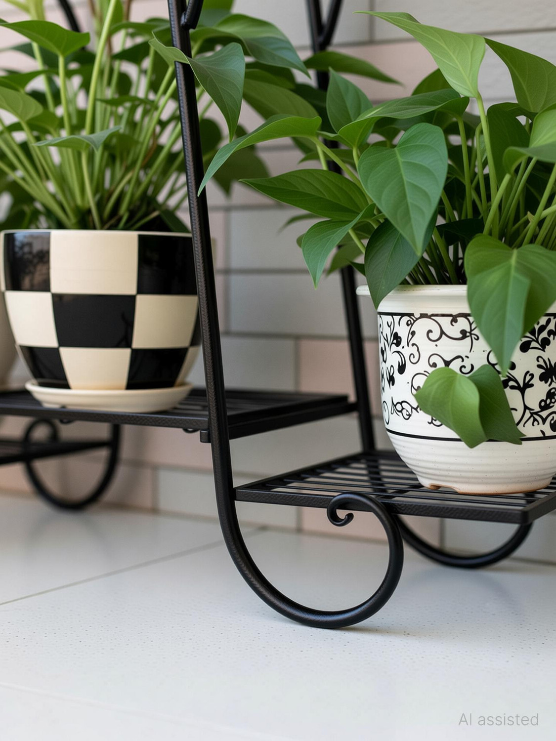 Image of Iron Lands 6 Tier Heavy with Rubberized Base Indoor Outdoor Plant Pot Gamla Stand Plant Container Set