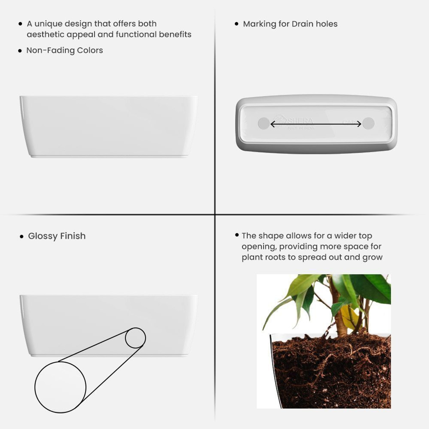 Image of Yuccabe Italia SHERA CABI 16 Inch Flower Tray Planter | Unbreakable Indoor & Outdoor Pots Plant Container Set