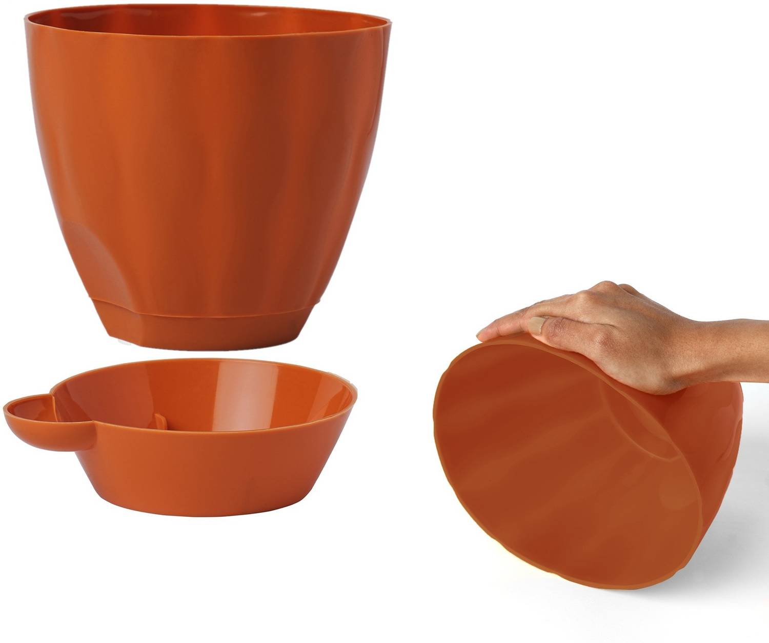 ALWAFLI Self Watering Flower Pots Garden Planters for home with Drainage Holes & Saucers Plant Container Set